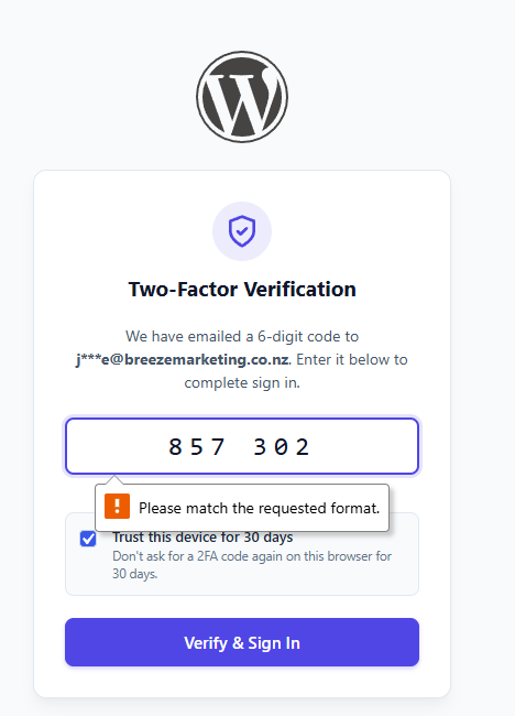 Two-Factor Verification Prompt